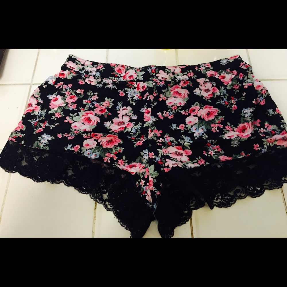 Floral short shorts.