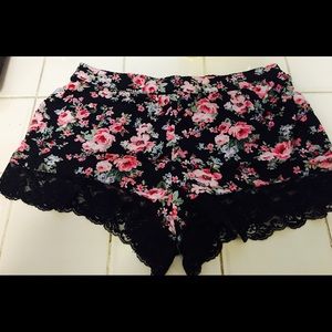 Floral short shorts.