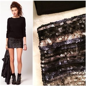 AQUA Sequin Striped Mini Skirt Nordstrom