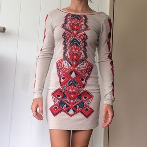 FP Embroidered Aztec Princess Bodycon Dress