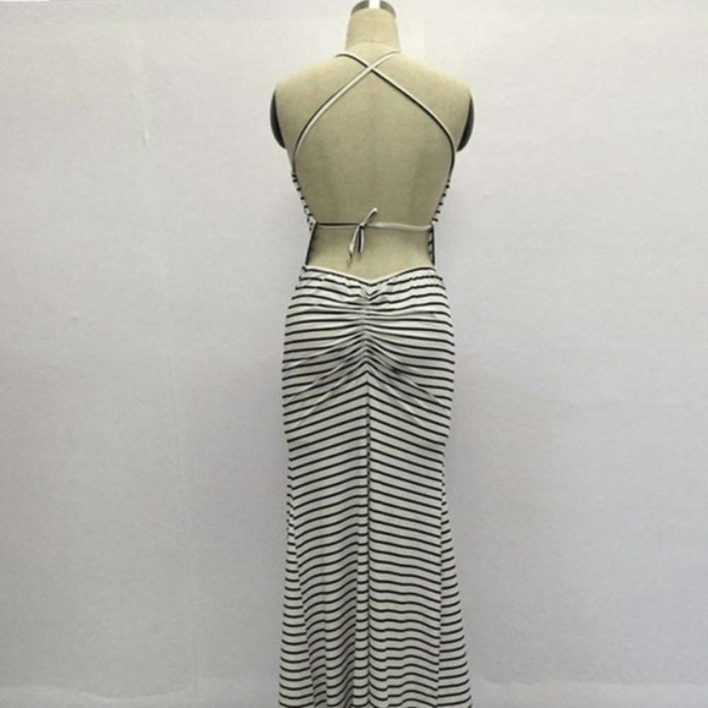 ‼️HP‼️ LAST ONE Black Striped Halter Maxi Dress - Picture 4 of 8