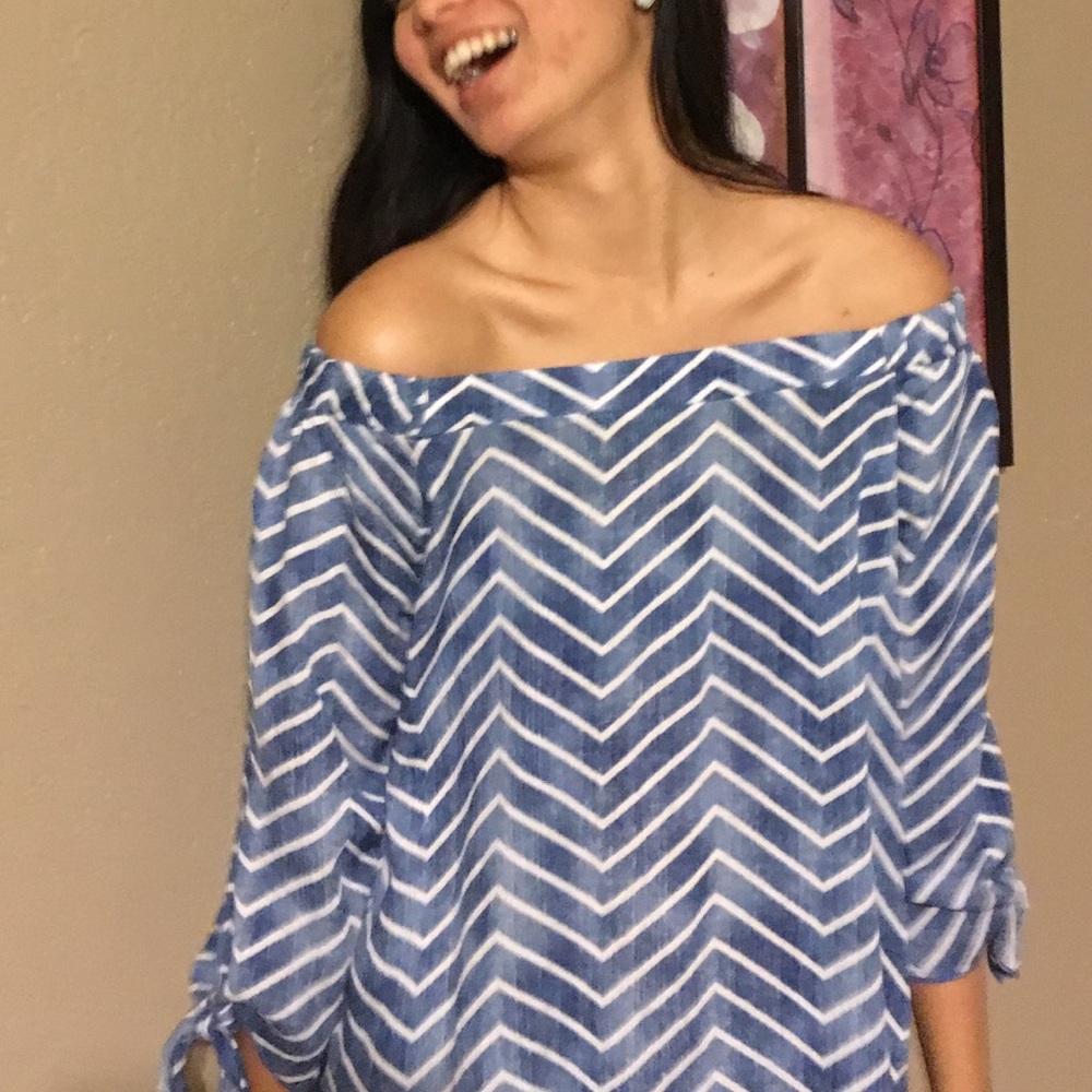 Off the Shoulder Chevron Blouse