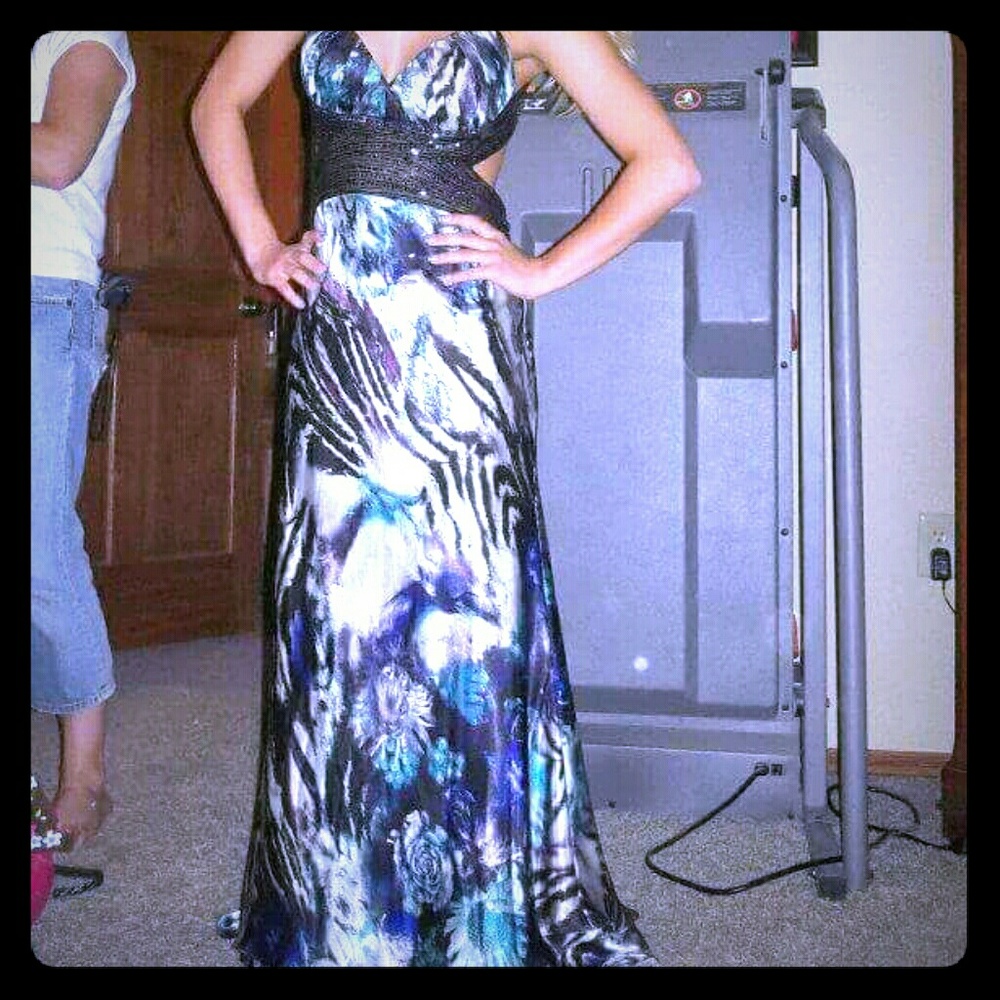 Multi Animal Print Open Back Dress