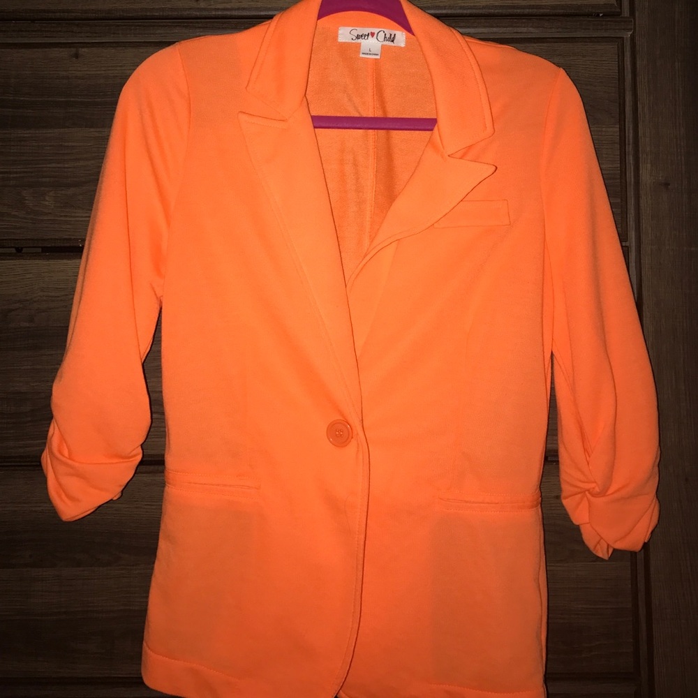 Neon orange cloth blazer