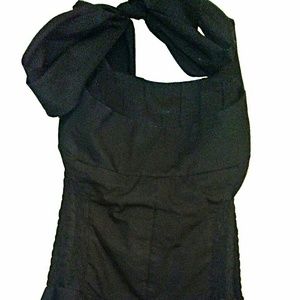 Women's Black Small Fit & Flare Halter Dress