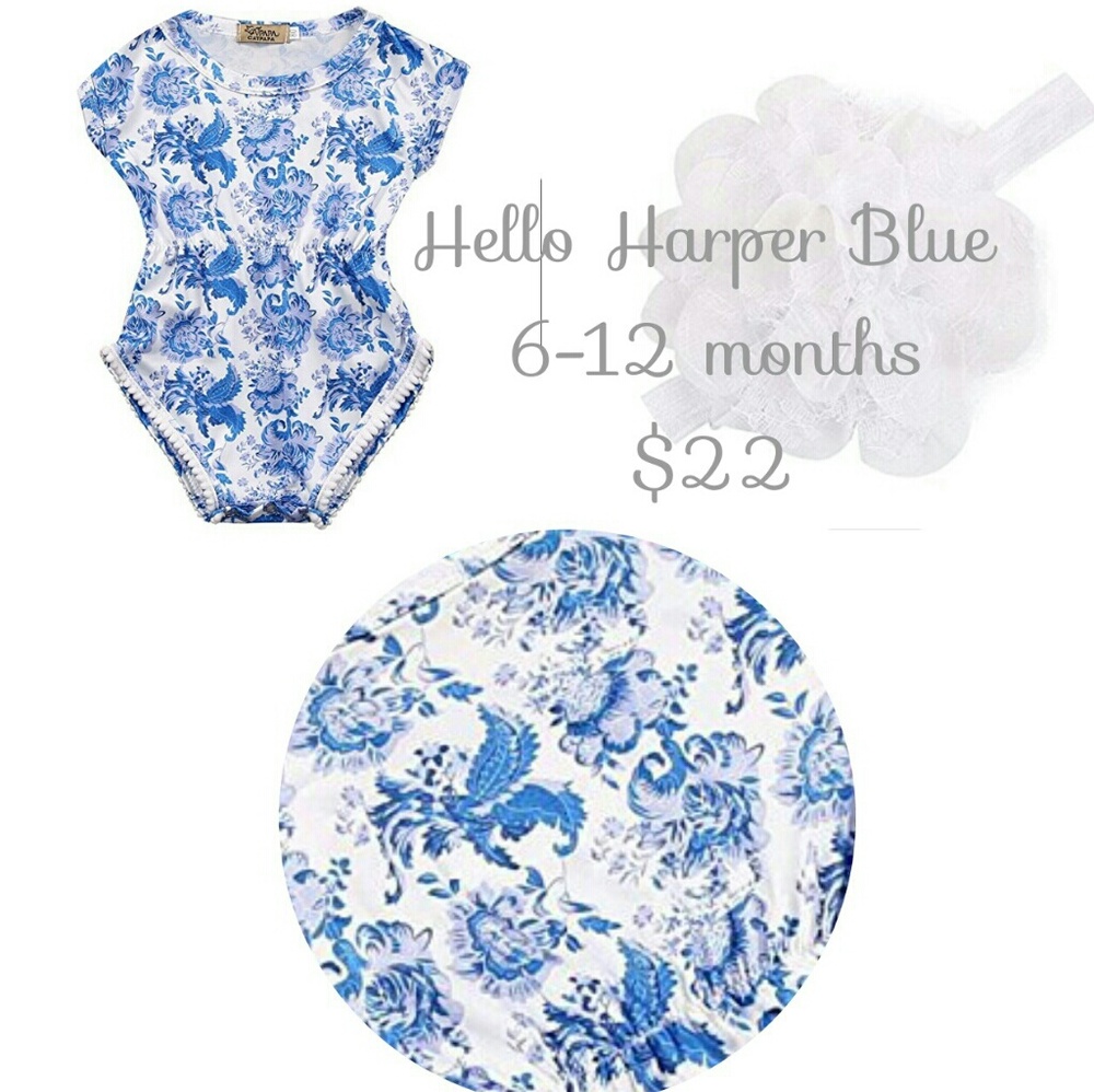 Harper Blue Romper & Headband SPRING SALE!🌼🐰