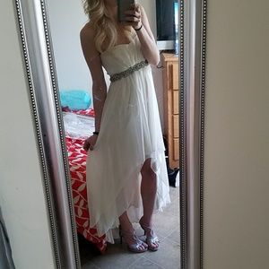 White strapless gown