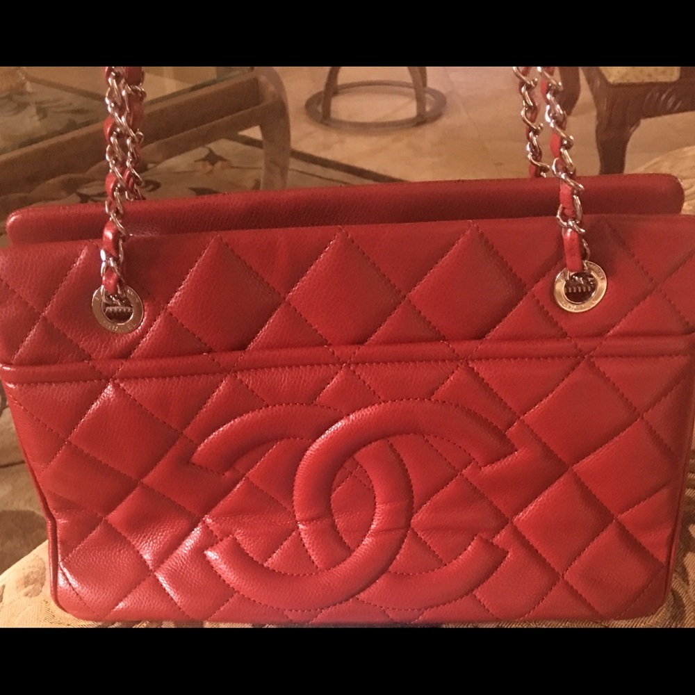 SOLD Authentic Red Caviar Chanel Shopping Tote