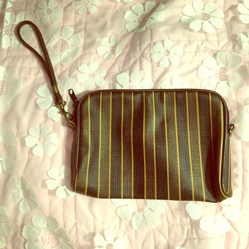 STRIPED HOLOGRAPHIC TOTE CLUTCH HANDBAG