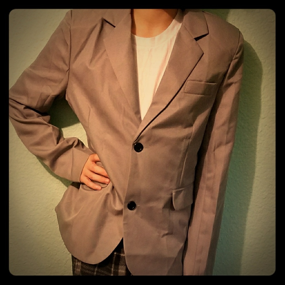 Turn down silver/gray long sleeve blazer
