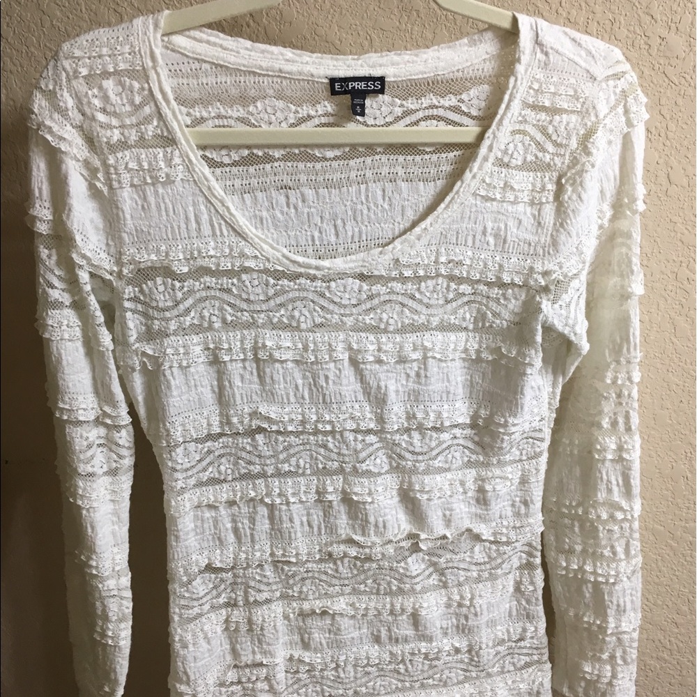 Never Worn - Express Ivory Lace Longsleeve Top