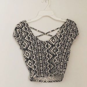 Cream and Black Crop Top
