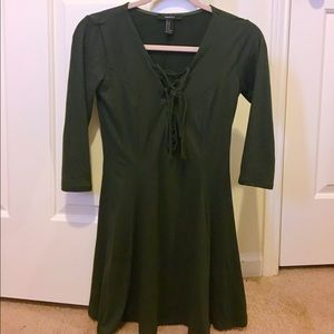 Forever 21 olive green microsuede minidress