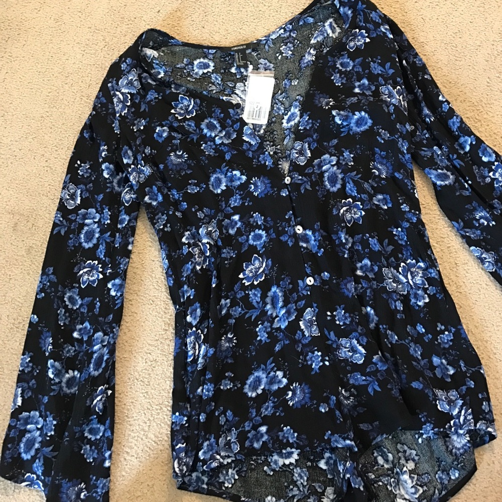 Forever 21 Button up floral romper