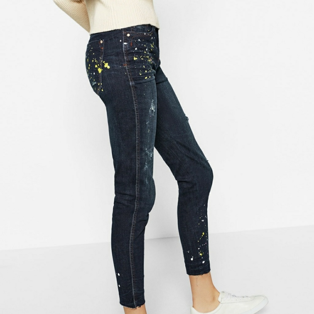Zara paint splatter skinny jeans