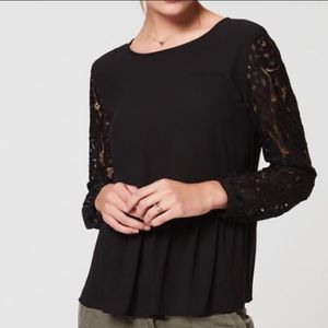Ann Taylor Loft Lace Sleeve peplum top