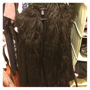 French Laundry Jet Black Faux Fur Vest