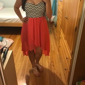Chevron strapless high-low dress, never worn