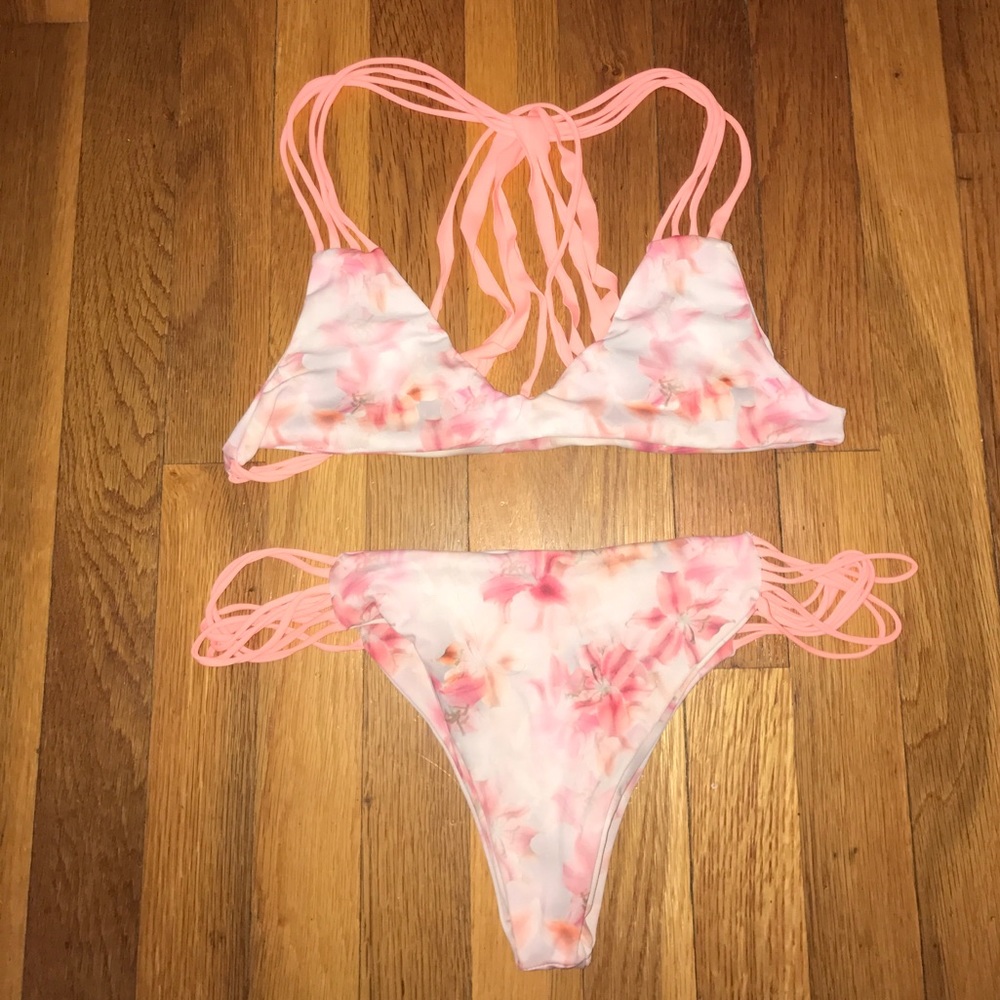Pink floral bikini