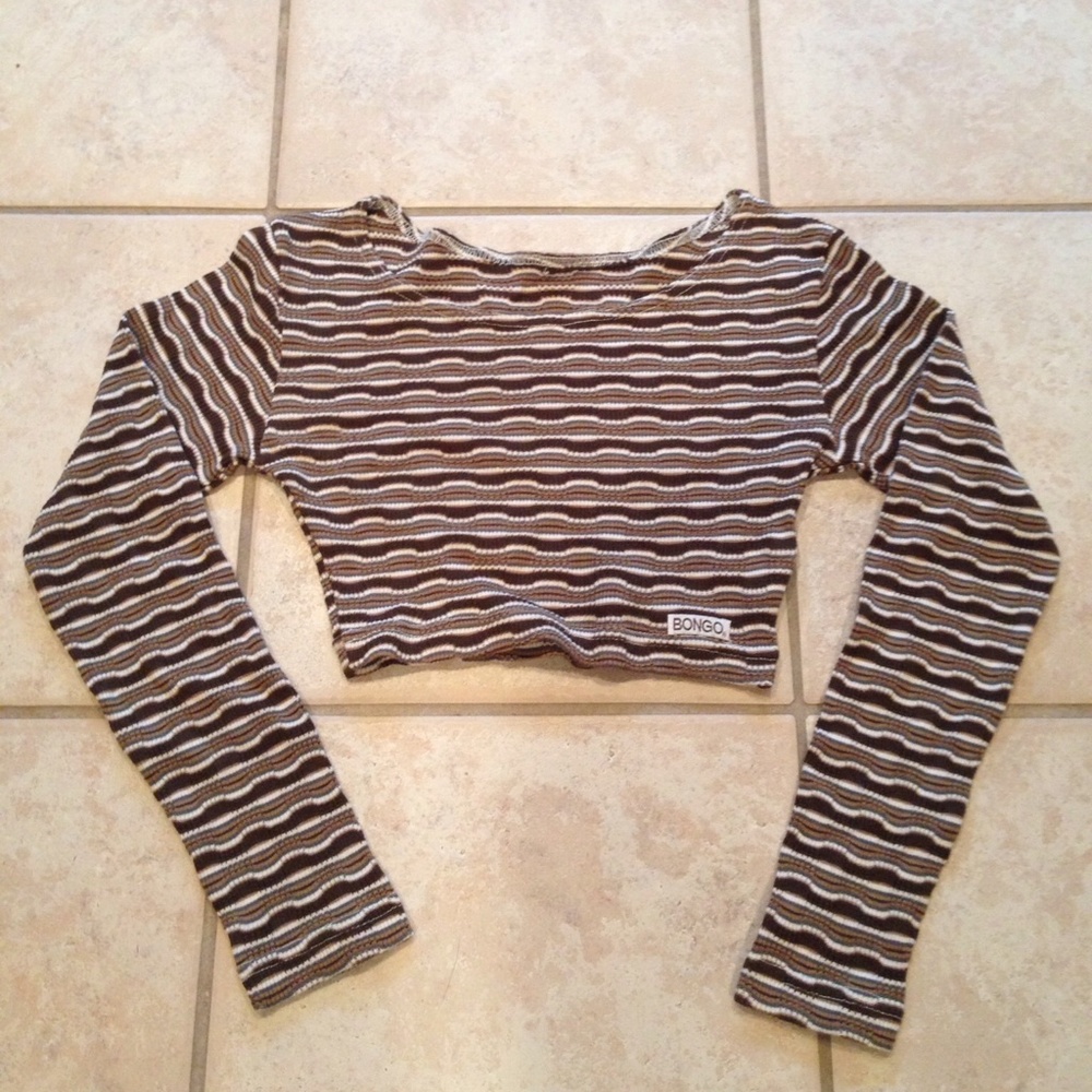Vintage BONGO Long Sleeve Crop Top, Sz S/XS