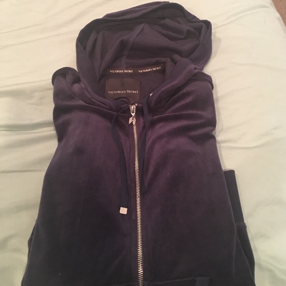 Vintage Victoria secret hood velour -navy- - Picture 5 of 7