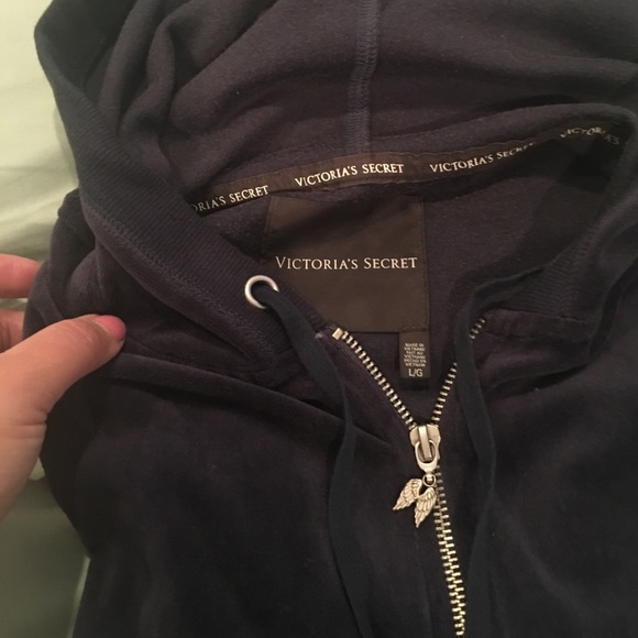 Vintage Victoria secret hood velour -navy- - Picture 6 of 7