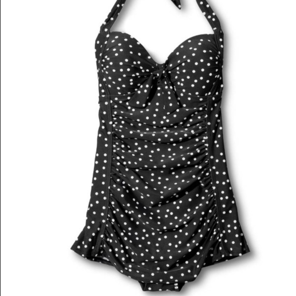 Merona swim dress. Black with white polka dots.