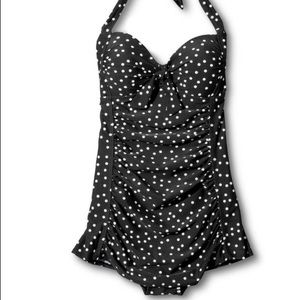 Merona swim dress. Black with white polka dots.