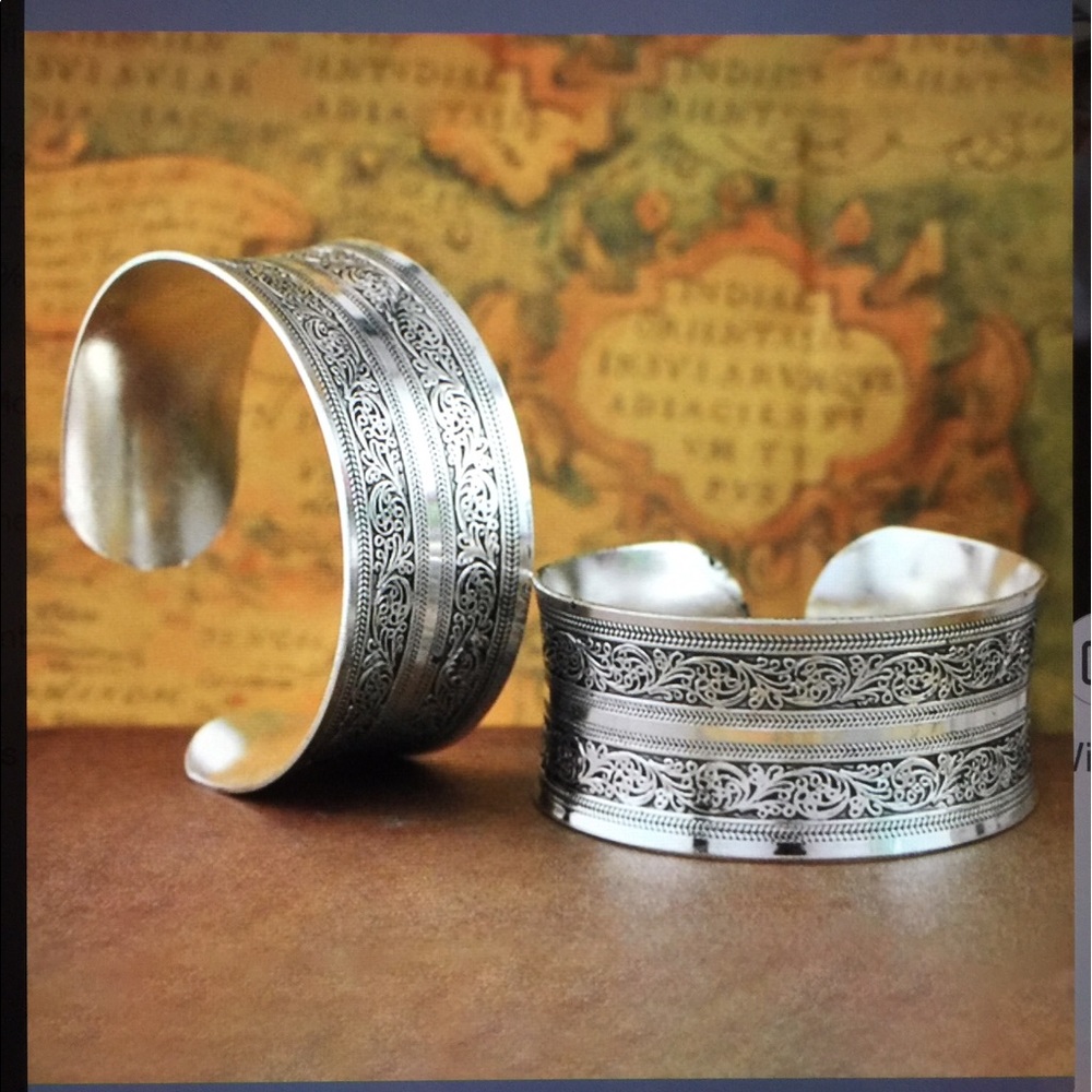 Bracelet Cuff Carved Boho Tribal Ethnic - Picture 3 of 6