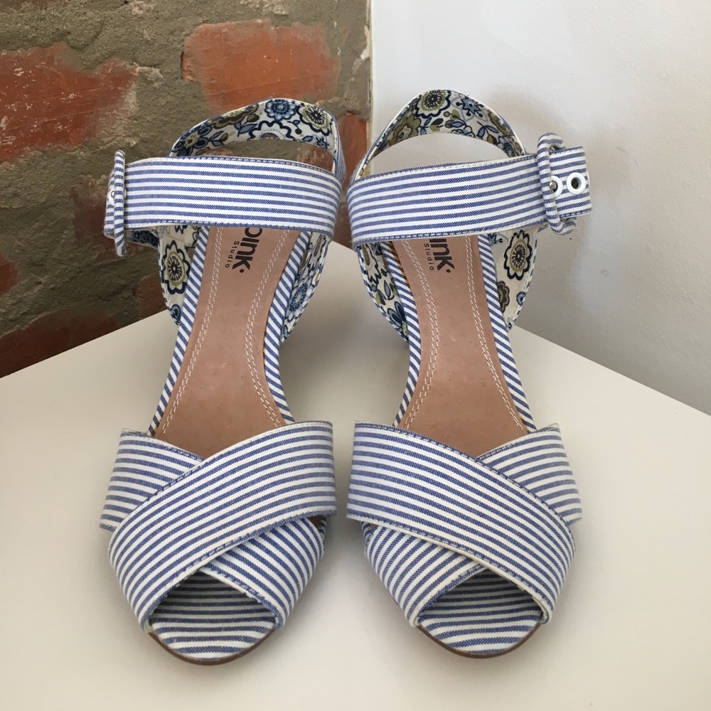 Seersucker PINK STUDIO (Anthropologie) Heels