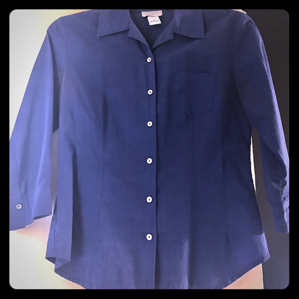 Navy/cobalt blue cotton button down shirt.