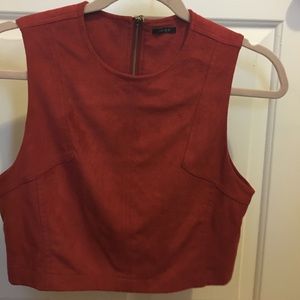 Microsuede zip back crop top