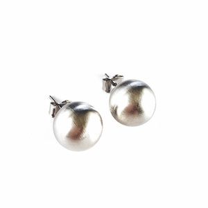 Rhodium Plated Frosted Silver Round Studs