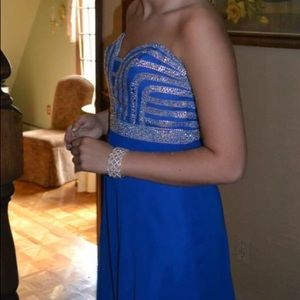 COBALT BLUE PROM DRESS WORN ONCE!!