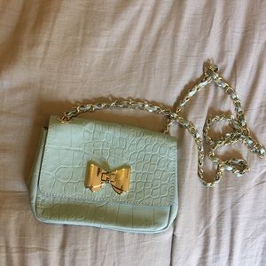 Pale Tiffany-blue Italian leather cross-body bag