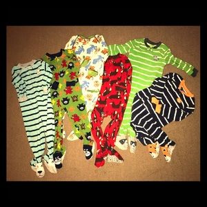 BUNDLE OF 6! Carter's zip up Toddler Boy Pajamas