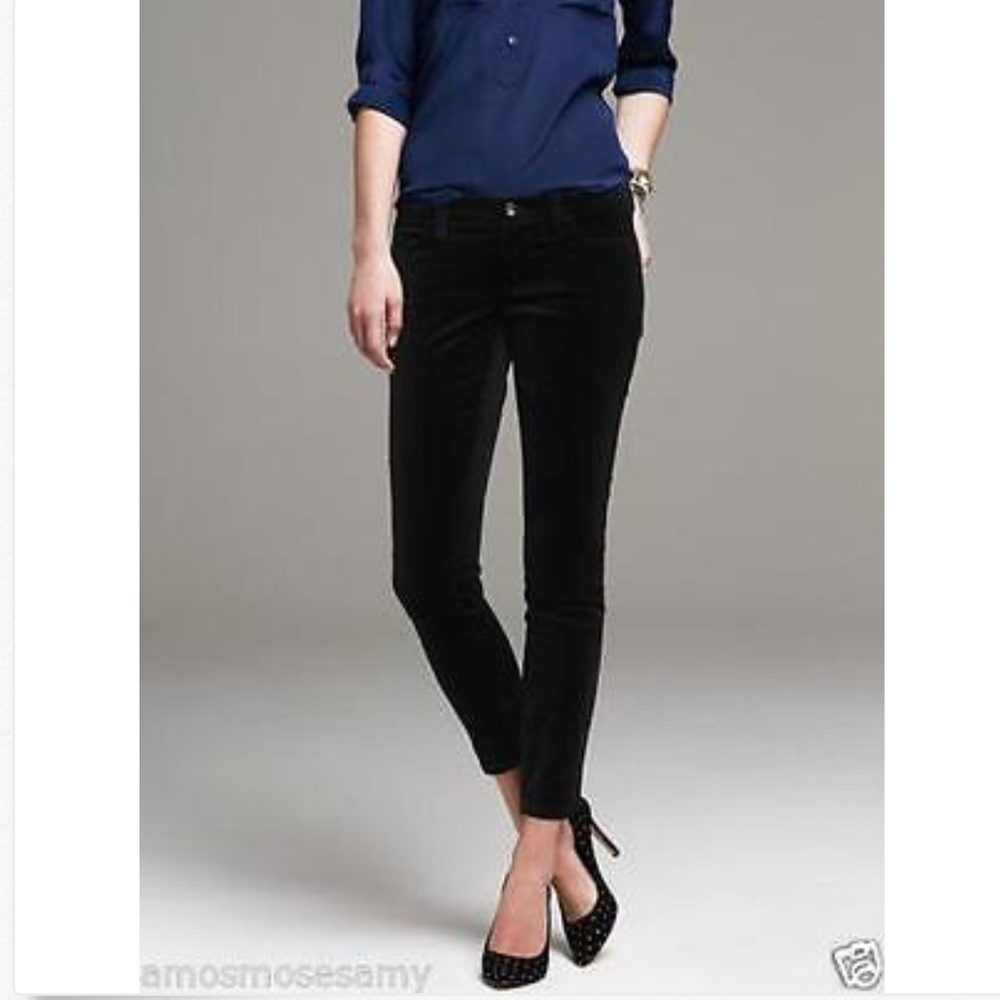 Banana Republic Black Velvet Skinny low rise pants