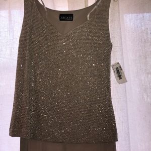 NWT Gold/beige long formal dress. XSCAPE
