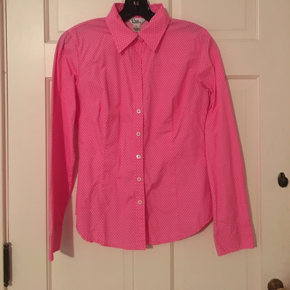 Lilly Pulitzer Pink and white dot button down