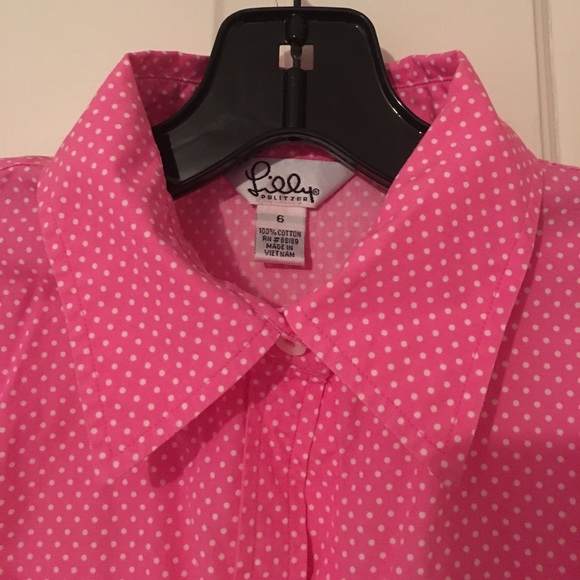 Lilly Pulitzer Pink and white dot button down - Picture 2 of 3