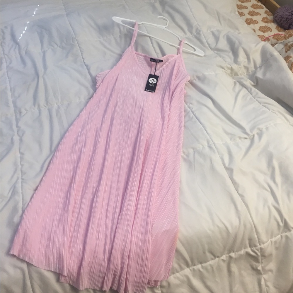 Plus pleated dress from Boohoo