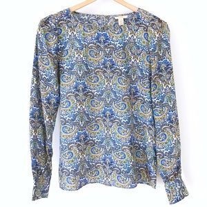 J. Crew Silk Paisley Print Blouse
