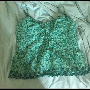 American Eagle green spaghetti strap crop top