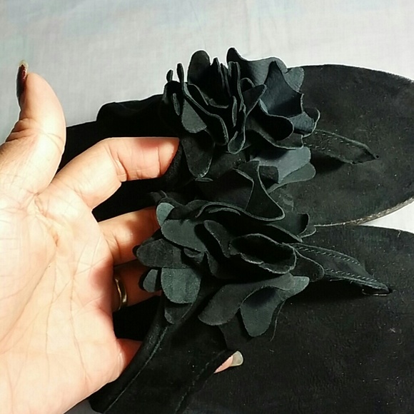 TOZ Sandals Black 8 M Leather Thong T-strap - Picture 2 of 4