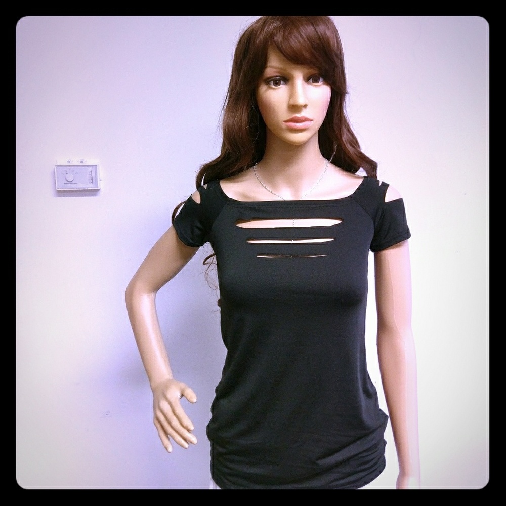 Black Shredded Top