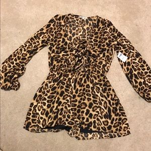 Sexy cheetah romper with cutouts