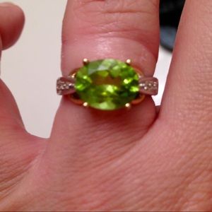Yellow and white 14k Peridot 5.62 carat ring!