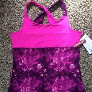 Mondetta Magenta Pansie Print Racerback Tank Top