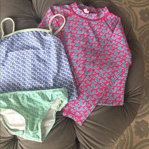 Vineyard Vines Kids bathing suit with rash vest