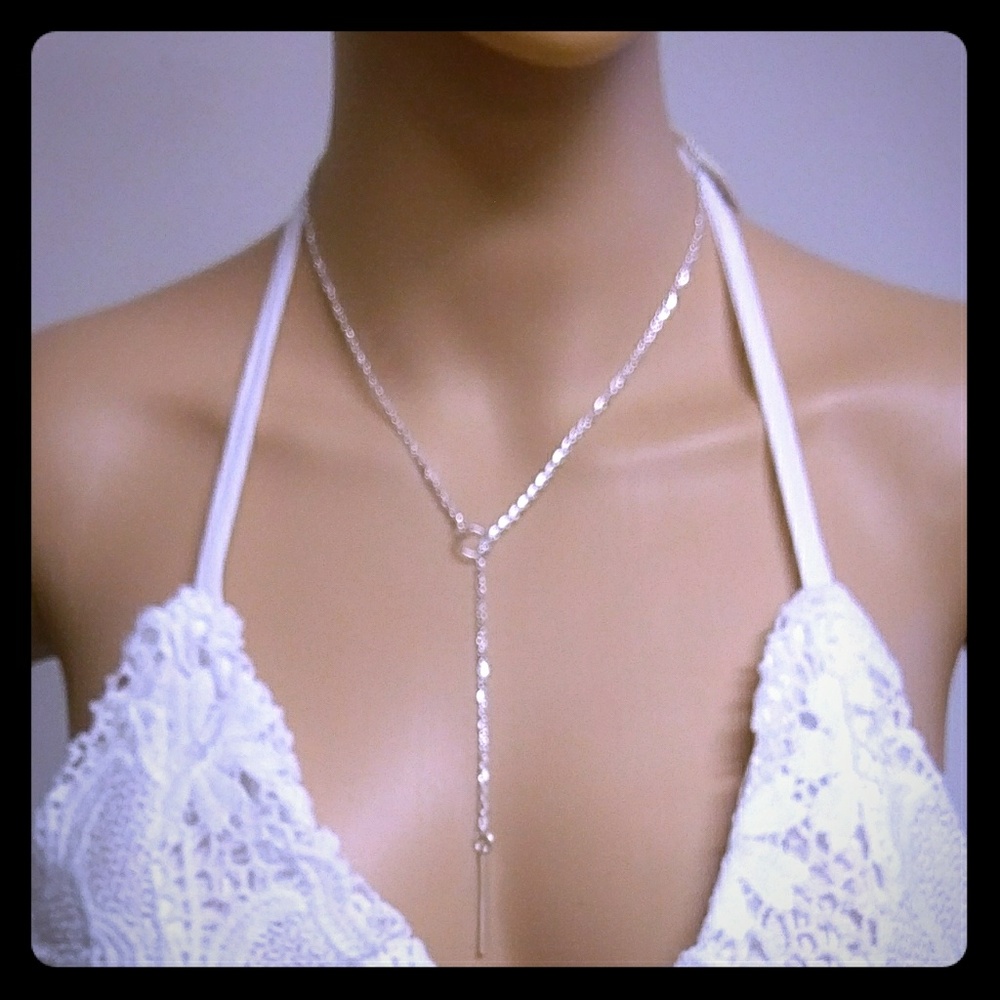 Silver Tone Loop And Bar Necklace